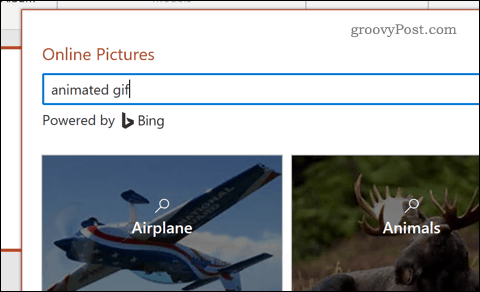 Animált gif keresése a PowerPoint-ban