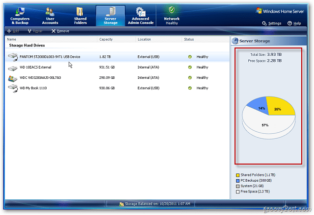 Windows Home Server: Helyezzen el egy külső merevlemezt a tárhely növelése érdekében