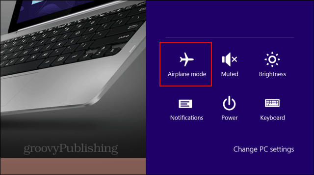 Windows 8.1 Repülőgép mód ikon
