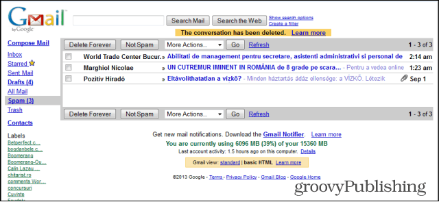 Gmail régi stílusú html