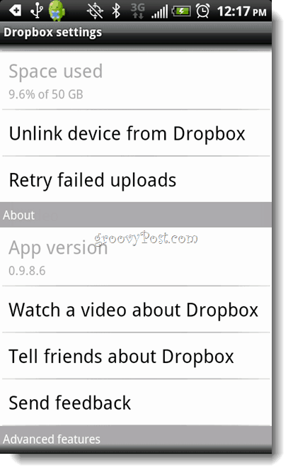 Android Dropbox eltávolítása