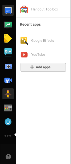 google + hangouts bal vezérlőpanel képe