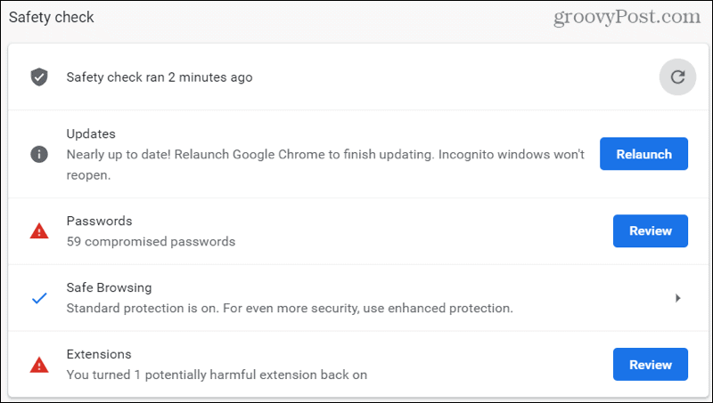 A Chrome biztonsági ellenőrzésének eredményei