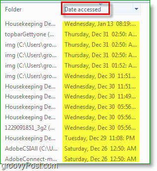 A Windows 7 képernyőképe - a keresés során elérhető dátum.