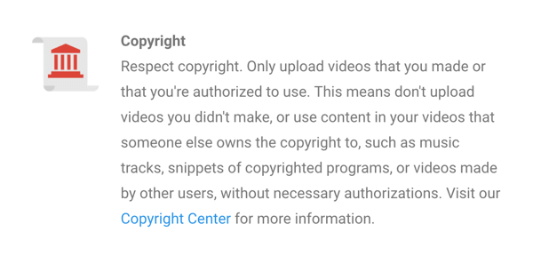 A YouTube szerzői jogi irányelvei egyértelműen szerepelnek.