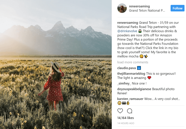 Renee Hahnel, az Instagram befolyásolója megosztja életrajzában a Drink Evolve kedvezményes promóciós linkjét.