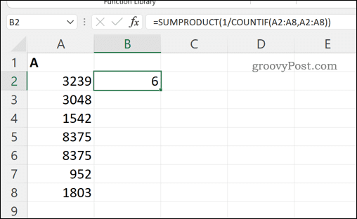 Az Excelben egy cellatartományban található egyedi értékek teljes számának kiszámítása