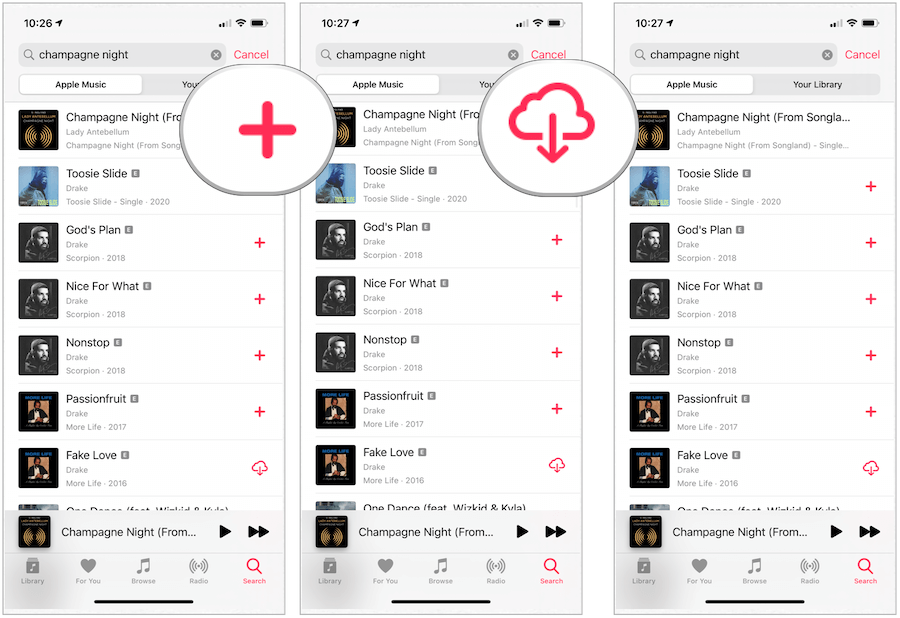 Az Apple Music letöltése dalokat az eszközre