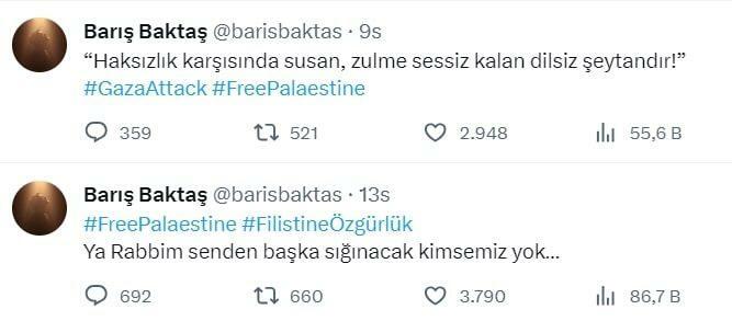 Barış Baktaş Palesztina támogatásának megosztása