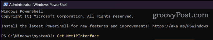 Futtassa a Get-NetIPInterface alkalmazást