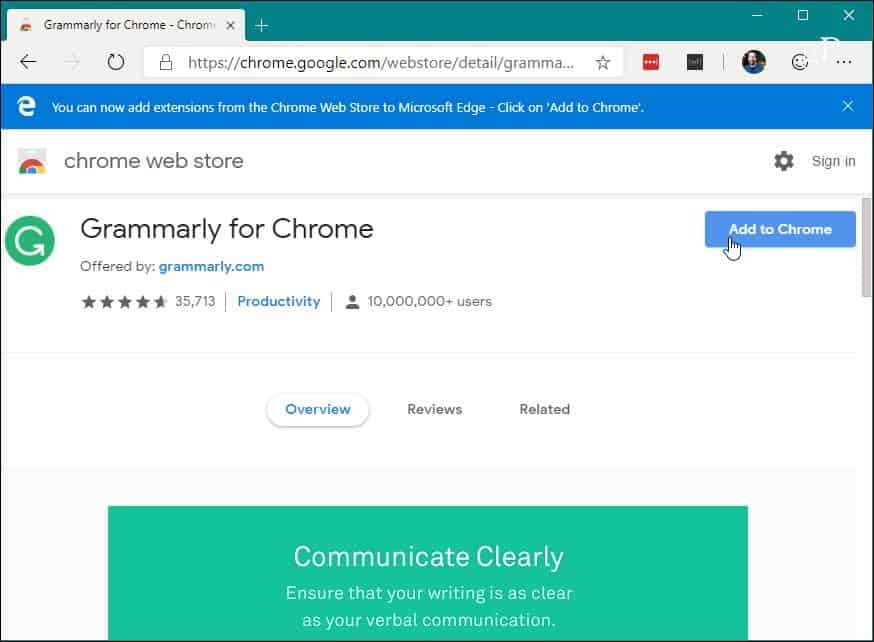 5 Telepítse a Chrome Extension Chrome Web Store Edge alkalmazást