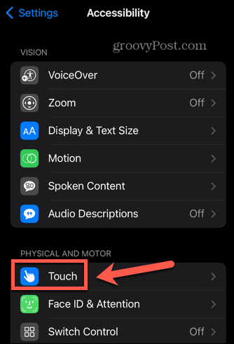iphone touch beállítások