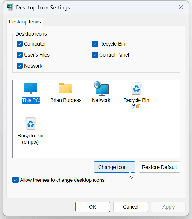 A Windows 11 rendszerikonjainak testreszabása