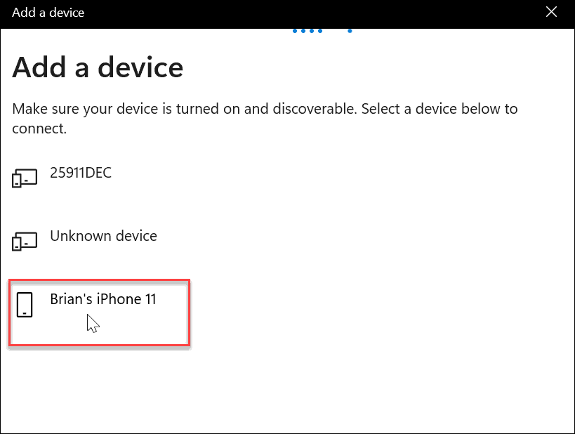 válassza ki a Bluetooth iphone-t használja a dinamikus zárolást a Windows 11 rendszeren