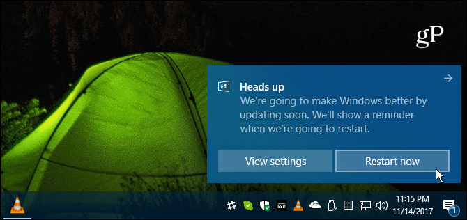Windows 10 újraindító üzenet