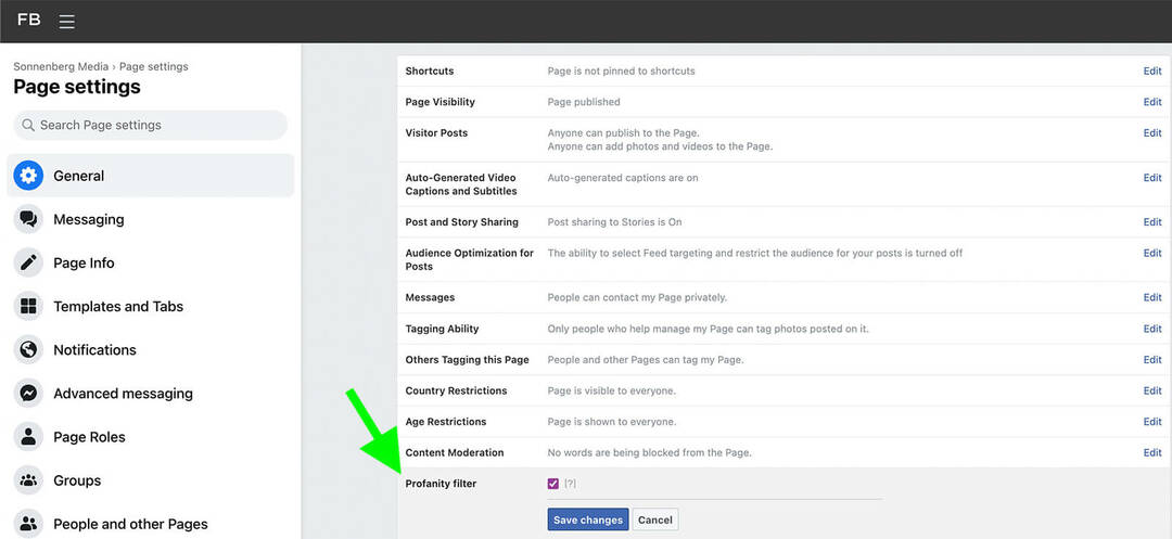 hogyan-moderálható-facebook-oldal-beszélgetések-megjegyzések-kulcsszavakhoz-rontás-szűrő-8. lépés