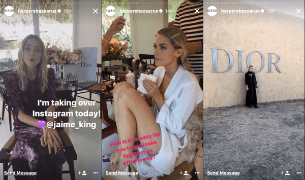 A Harper's Bazaar átadta Instagram-történetét Jaime Kingnek a Dior Cruise show-hoz.