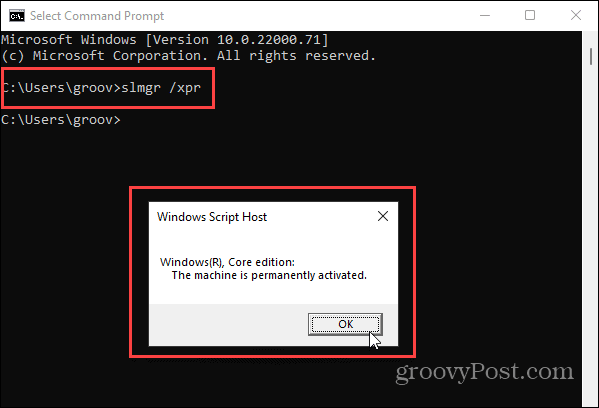 Parancssor: Windows 11 Activataion