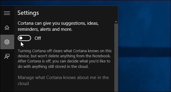 kapcsolja ki az összes kártyát Cortana