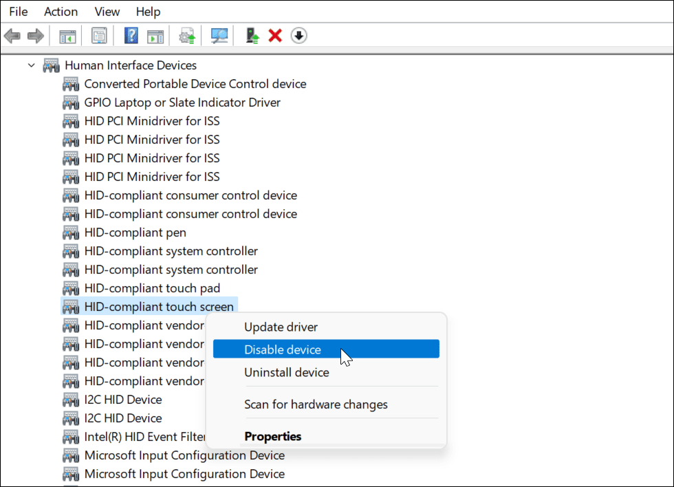 tiltsa le az érintőképernyős Windows 11-et