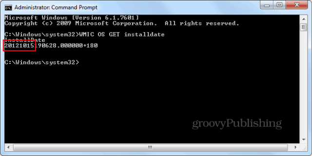 A Windows telepítési dátuma cmd promptwmic enter