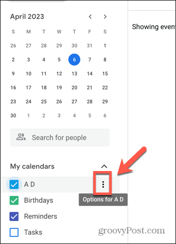 Google Naptár három pont ikon képernyőképe