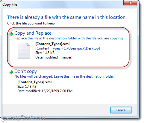 cserélje ki az .xml fájlokat a Windows 7 rendszerben