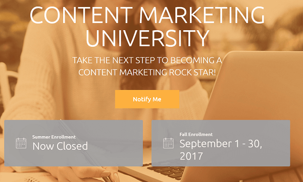 A CMI előfizetési alapú képzési programja a Content Marketing University.