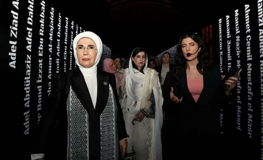 A First Lady Erdoğan a vezetők feleségeivel meglátogatta a „Gáza: Ellenállni az emberiségnek” című kiállítást!