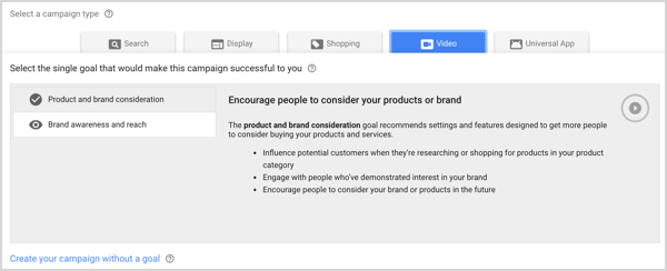 Márkatudatosság és Reach kampánytípus a Google AdWords-ben.