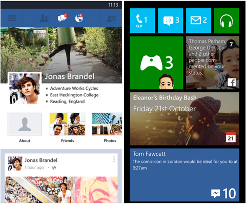 Windows telefon facebook alkalmazás csempék