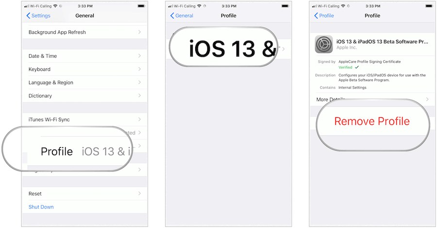 Távoli iOS 13 profil