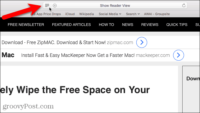 Mutassa a Reader View alkalmazást a Safari for Mac alkalmazásban