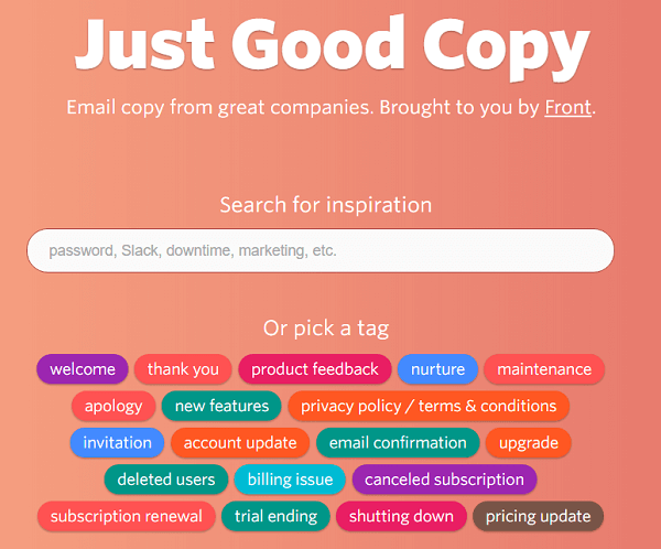 A Just Good Copy e-mail mintákat ad a kezdéshez.