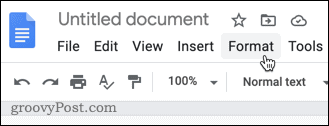 A Google Dokumentumok formázása menü