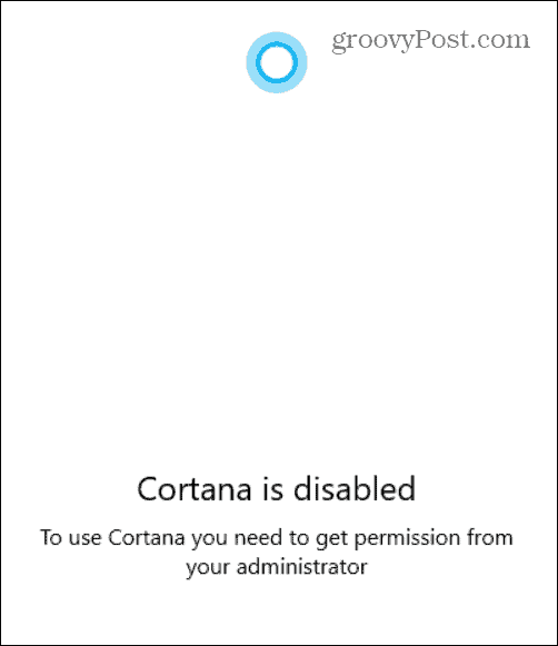Cortana letiltva