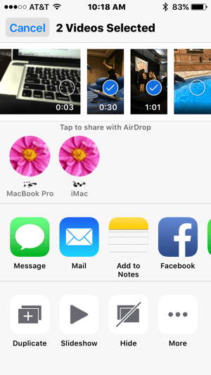 Az AirDrop megkönnyíti a videók átvitelét iPhone-ról a Mac-re.