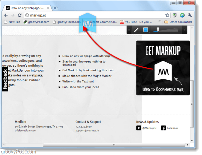 Képernyő-rögzítő webhelyek és rajzoljon őket a Markup.io használatával