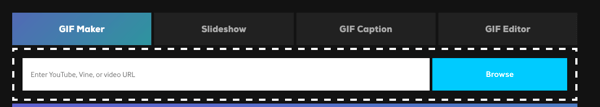 GIF készítéséhez a Giphy alkalmazásban válassza a GIF készítő vagy a Diavetítés lehetőséget.