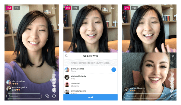 Az Instagram teszteli az élő videó közvetítés más felhasználóval való megosztásának képességét.