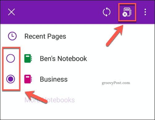 A OneNote alkalmazás bezárja a notebook ikont