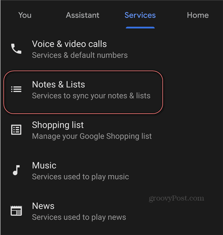 Google Segéd A Google Keep beállításainak jegyzeteinek listája