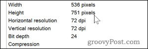A kép DPI részletei Windows rendszeren