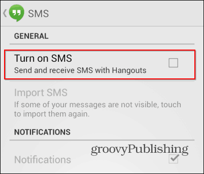 Hangouts SMS ki