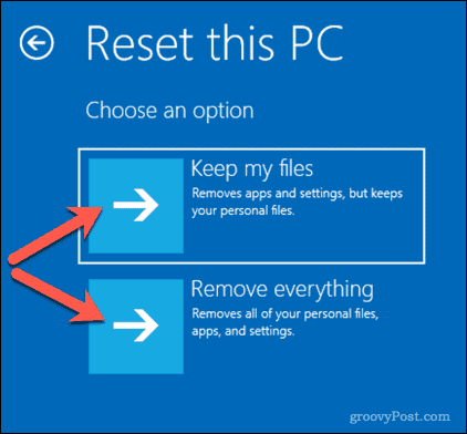 Opciók a Windows 10 számítógép visszaállításához