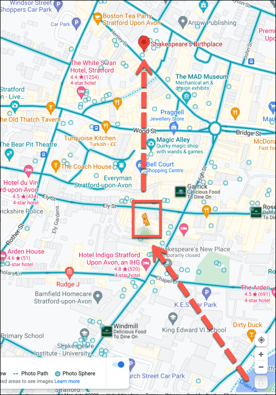 google maps utcanézet ikonra