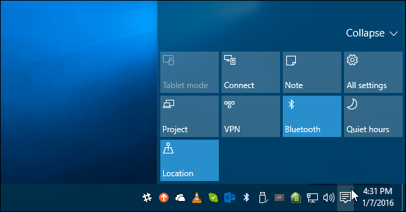 Akcióközpont Windows 10