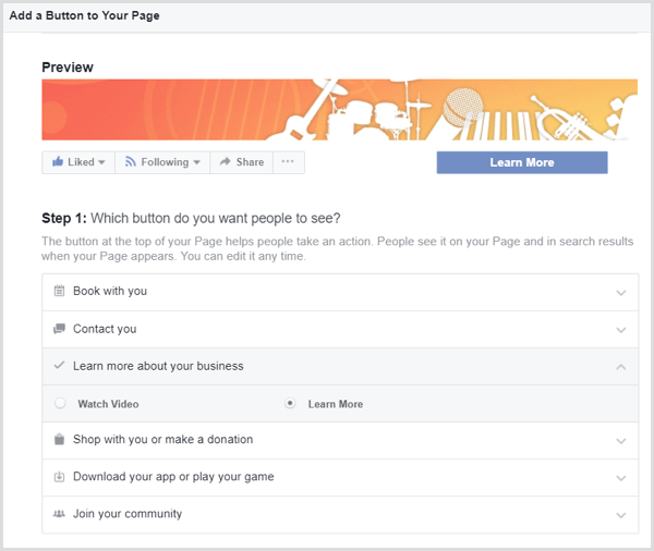 A Facebook adja hozzá az CTA gombot az oldalhoz