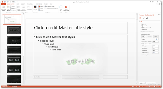Az Office 2013 sablon létrehozása A POTX testreszabása egyedi diák készítéséhez Diabemutatók bemutatása Hogyan állítsunk be különböző háttereket