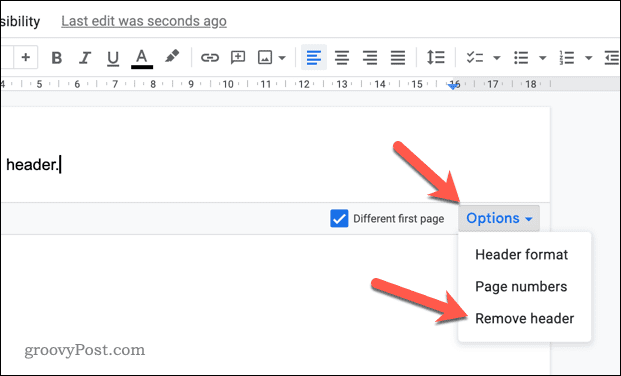 Fejléc vagy lábléc eltávolítása a Google Dokumentumokban